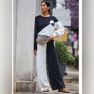 DAILY PRACTICE BY ANTHROPOLOGY COLOR BLOCKED SWEATER LOUNGE SET THICK UNIQUE